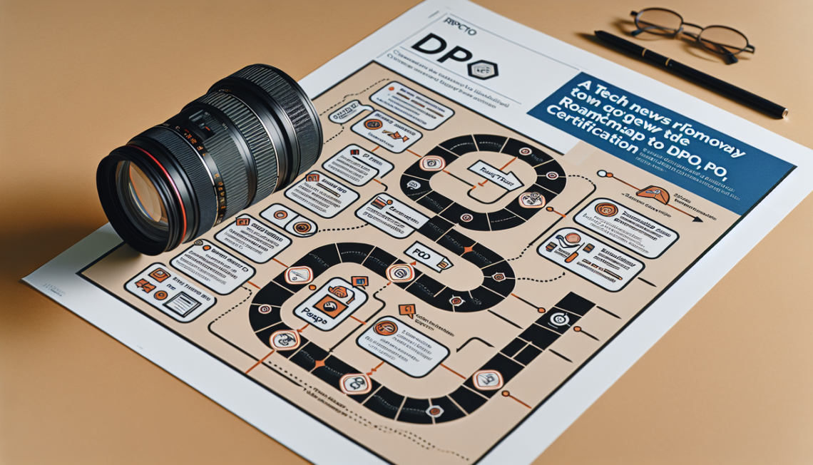 alt_text: "Roadmap titled 'A Tech News Roadmap to DPO Certification' with steps and icons."