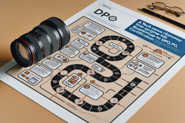 alt_text: "Roadmap titled 'A Tech News Roadmap to DPO Certification' with steps and icons."