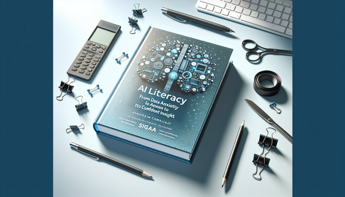 alt_text: Book cover titled "AI Literacy: From Data Anxiety to Confident Insight" with a tech-themed design.