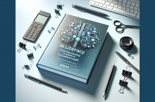 alt_text: Book cover titled "AI Literacy: From Data Anxiety to Confident Insight" with a tech-themed design.