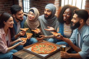 alt_text: A pizza gathering with friends turns into meaningful conversations about life and experiences.