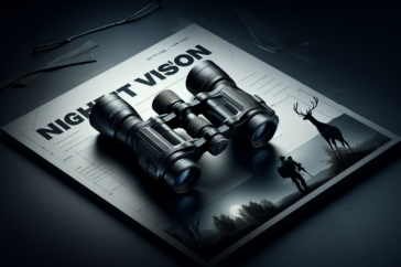 alt_text: CNVPros Night Vision Binoculars on a rock, surrounded by plants, during field testing.