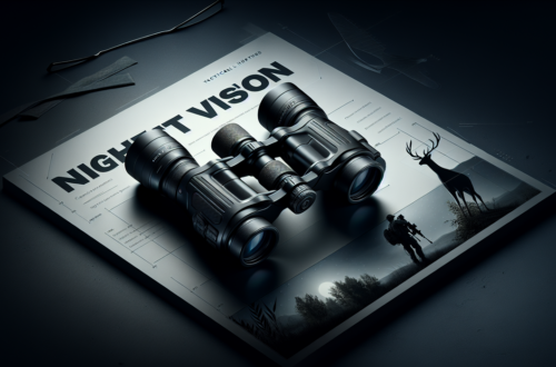 alt_text: CNVPros Night Vision Binoculars on a rock, surrounded by plants, during field testing.