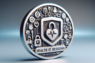 alt_text: Stylized graphic of healthcare tech featuring secure, user-friendly design elements.