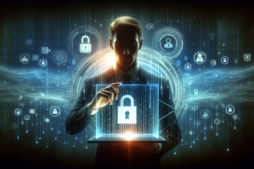 alt_text: Illustration showing a person fading into digital data, symbolizing privacy technology effects.