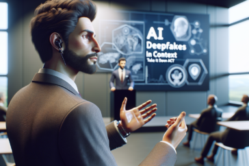 alt_text: "AI Deepfakes in Context: 'Take It Down Act' presentation with a focused speaker."