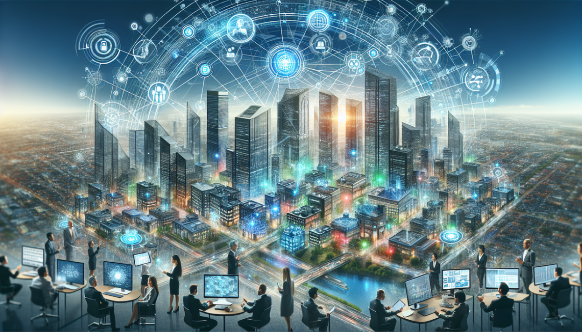 alt_text: Digital map with futuristic 3D graphics illustrating advanced HVAC commissioning technology.