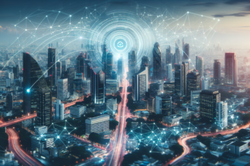 alt_text: Abstract digital network with 5G icons and data flow, representing evolving technology contexts.