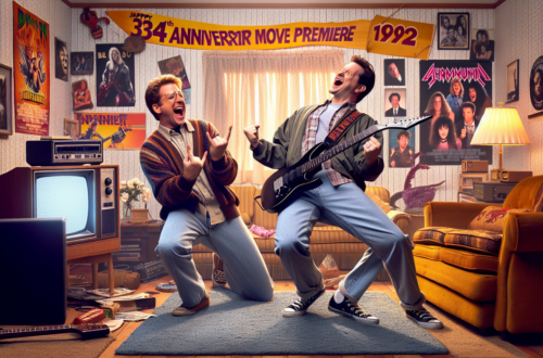 alt_text: Wayne and Garth rock out in iconic comedy scene from "Wayne's World".