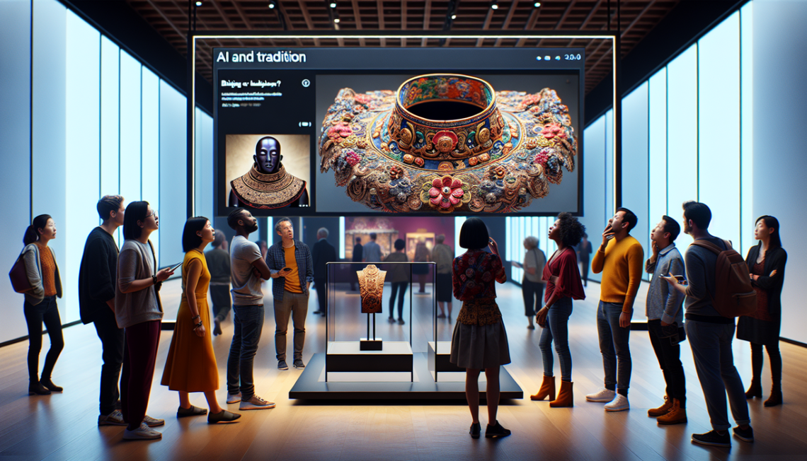 alt_text: A confused museum-goer misinterprets an abstract artwork due to misleading contextual signage.