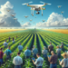 alt_text: A drone hovers over a farm, showcasing advanced technology for precision agriculture.