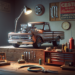 alt_text: A classic car is parked beside a neon-lit diner, capturing a nostalgic scene at dusk.