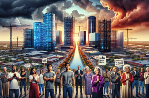 alt_text: Festus Data Center Deal sparks major debate, showing buildings and community concerns.