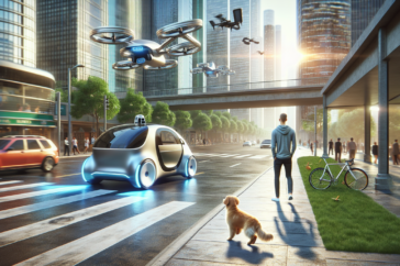 alt_text: Robot analyzing objects on a table using AI-enhanced vision in a laboratory setting.