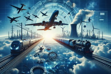 alt_text: A digital chart showing rising stock trends with transportation icons and "Stocks to Watch."