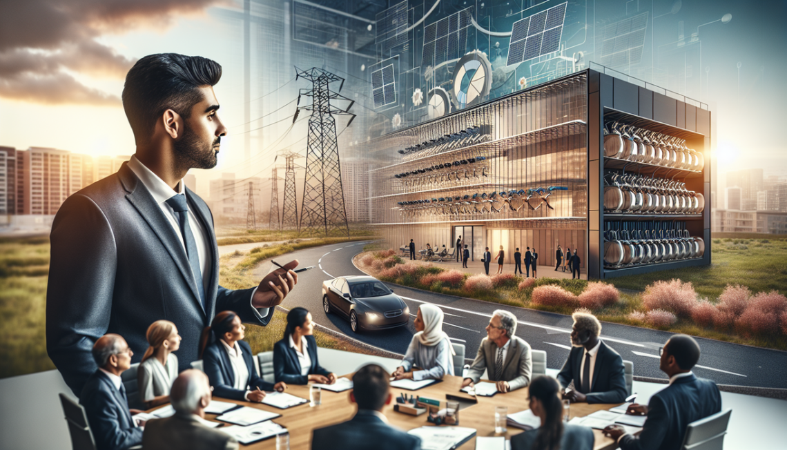 alt_text: "Illustrations of batteries and storage systems with dynamic text overlays on future planning."