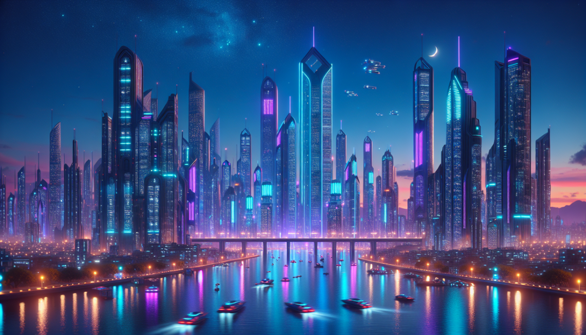 alt_text: A group of futuristic sneakers with AI-themed designs and glowing accents on display.