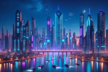 alt_text: A group of futuristic sneakers with AI-themed designs and glowing accents on display.