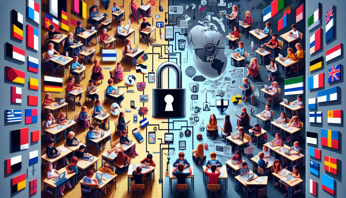 alt_text: Estonian flag with a smartphone, symbolizing debate on child social media usage in Estonia.