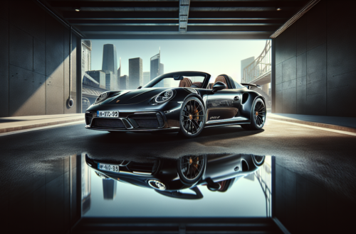 alt_text: "Rare Porsche 911 Targa GTS parked on a scenic overlook with mountains in the background."