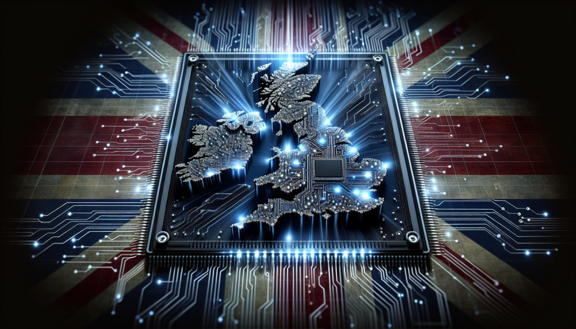 alt_text: Cover with text "UK Chips: Context, Power and a New CEO" over a tech-themed background.