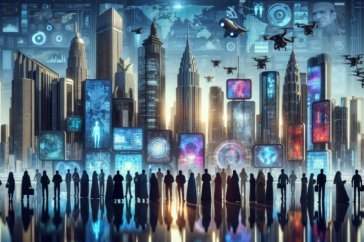 alt_text: A community divided as AI-driven currency influences decisions, sidelining local interests.